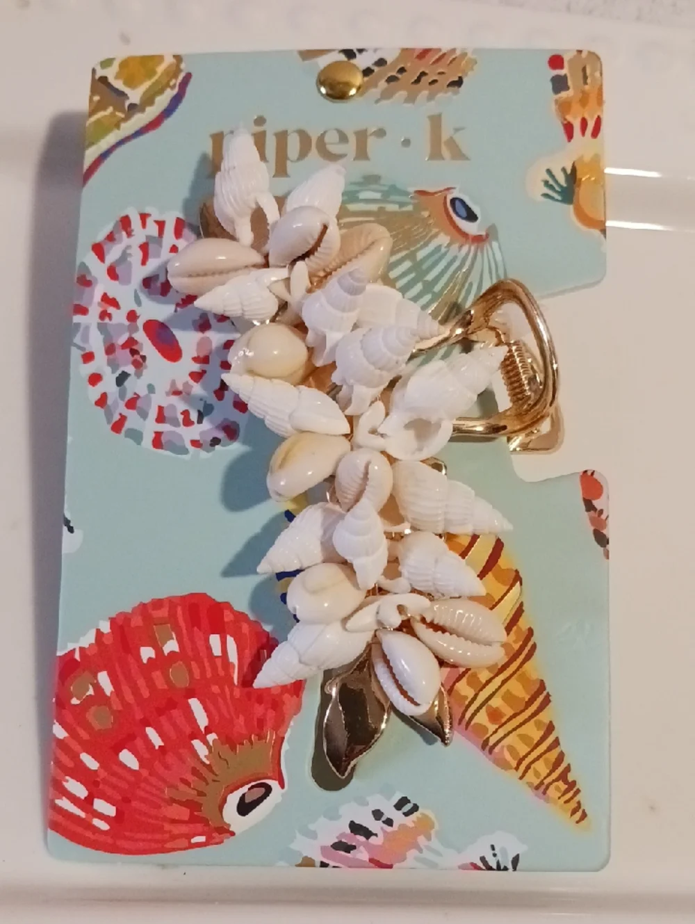 Gorgeous! Piper.k Natural 🐚Shell Cluster Hair Clip - Goldtone White & Cream🐚🪸